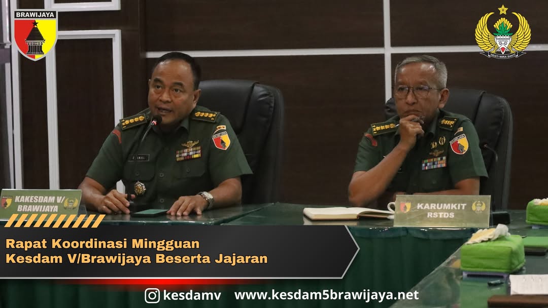 Rapat Koordinasi Mingguan Kesdam V/Brawijaya melalui Zoom meeting dengan Rumkit Jajaran