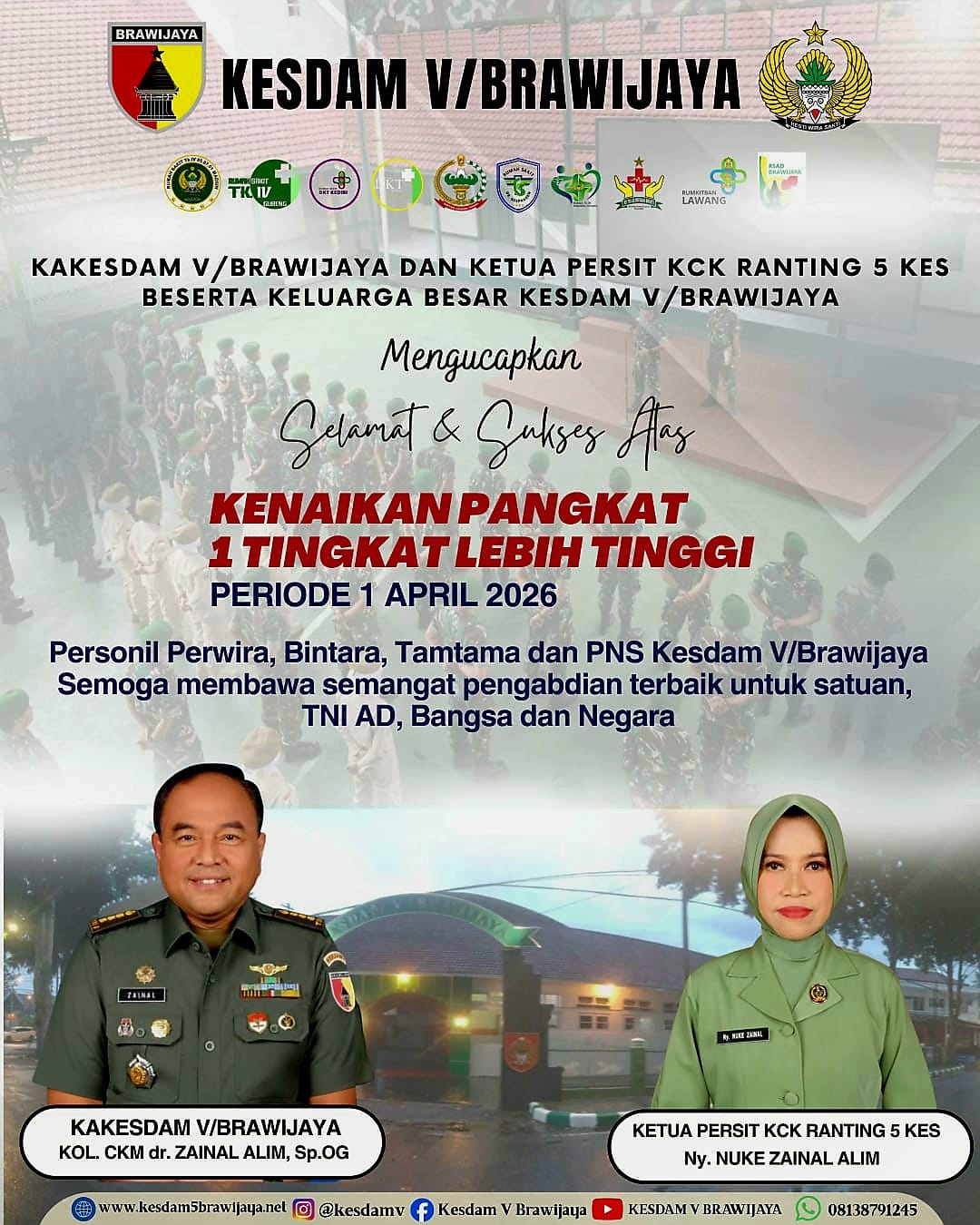 KENAIKAN PANGKAT PERIODE 1 APRIL 2026 ANGGOTA KESDAM V/BRAWIJAYA